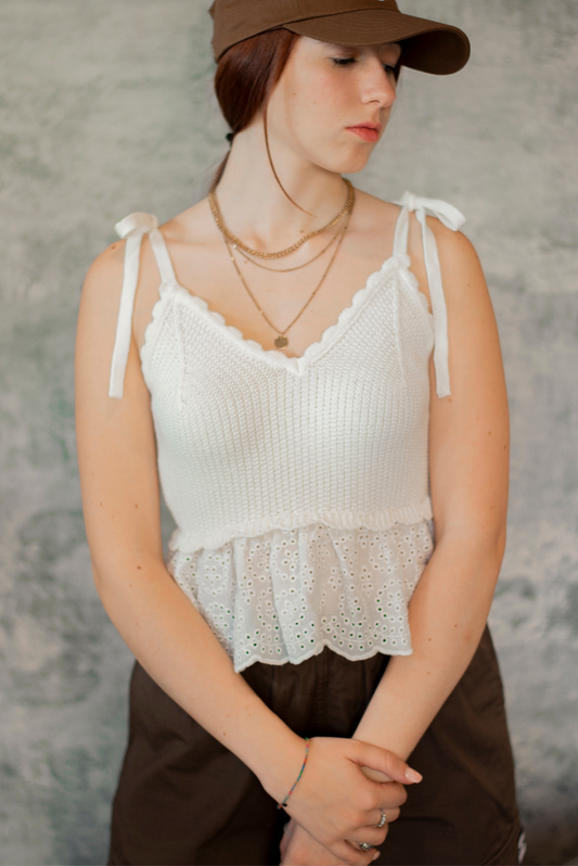 Kristin Short Woven Top Knt